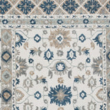 Homeroots 9' X 12' Blue And Ivory Wool Floral Hand Tufted Area Rug Tan,Blue Wool 550045