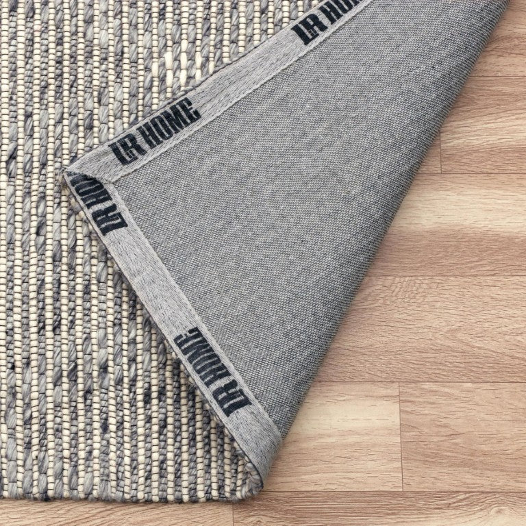 10 X 14 Handwoven Wool Geometric Area Rug in Blue Ivory for Living Spaces
