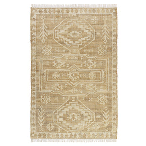 Homeroots 8' X 10' Natural And Ivory Medallion Hand Woven Area Rug  Jute 550049