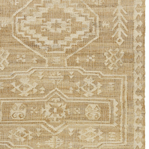 Homeroots 8' X 10' Natural And Ivory Medallion Hand Woven Area Rug  Jute 550049