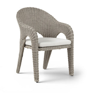 Meridian Furniture Seacrest Outdoor Wicker Dining Chair with Uv Resistant Olefin Cushion for Patio Poolside Use Taupe 55004Cream-DC