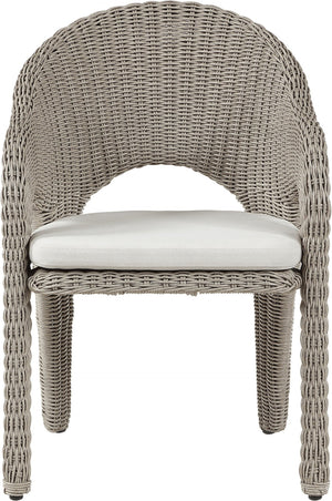 Meridian Furniture Seacrest Outdoor Wicker Dining Chair with Uv Resistant Olefin Cushion for Patio Poolside Use Taupe 55004Cream-DC
