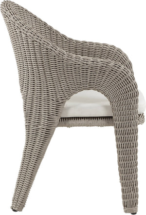 Meridian Furniture Seacrest Outdoor Wicker Dining Chair with Uv Resistant Olefin Cushion for Patio Poolside Use Taupe 55004Cream-DC