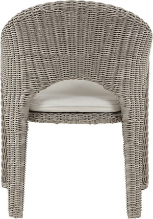 Meridian Furniture Seacrest Outdoor Wicker Dining Chair with Uv Resistant Olefin Cushion for Patio Poolside Use Taupe 55004Cream-DC