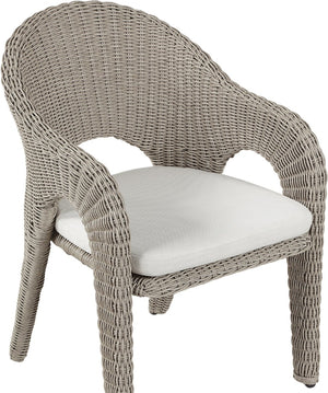 Meridian Furniture Seacrest Outdoor Wicker Dining Chair with Uv Resistant Olefin Cushion for Patio Poolside Use Taupe 55004Cream-DC