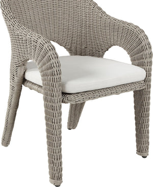 Meridian Furniture Seacrest Outdoor Wicker Dining Chair with Uv Resistant Olefin Cushion for Patio Poolside Use Taupe 55004Cream-DC