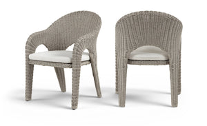 Meridian Furniture Seacrest Outdoor Wicker Dining Chair with Uv Resistant Olefin Cushion for Patio Poolside Use Taupe 55004Cream-DC