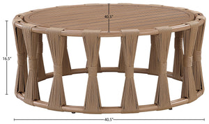 Meridian Furniture San Pietro Aluminum Rope Wrapped Outdoor Coffee Table Art Deco Patio Lounge 55005-CT