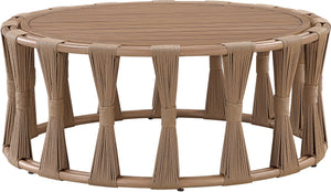 Meridian Furniture San Pietro Aluminum Rope Wrapped Outdoor Coffee Table Art Deco Patio Lounge 55005-CT