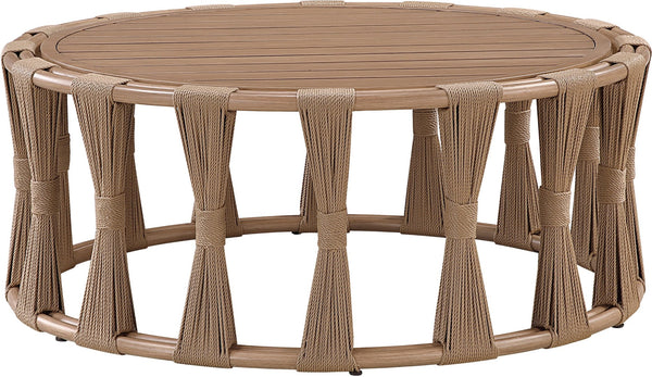 Meridian Furniture San Pietro Aluminum Rope Wrapped Outdoor Coffee Table Art Deco Patio Lounge 55005-CT