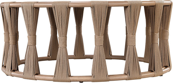 Meridian Furniture San Pietro Aluminum Rope Wrapped Outdoor Coffee Table Art Deco Patio Lounge 55005-CT