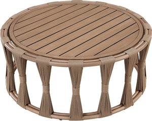 Meridian Furniture San Pietro Aluminum Rope Wrapped Outdoor Coffee Table Art Deco Patio Lounge 55005-CT