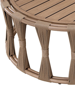Meridian Furniture San Pietro Aluminum Rope Wrapped Outdoor Coffee Table Art Deco Patio Lounge 55005-CT