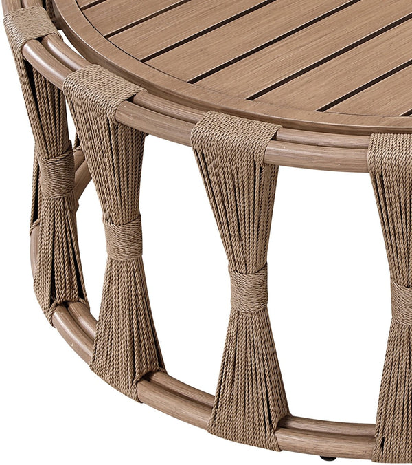 Meridian Furniture San Pietro Aluminum Rope Wrapped Outdoor Coffee Table Art Deco Patio Lounge 55005-CT
