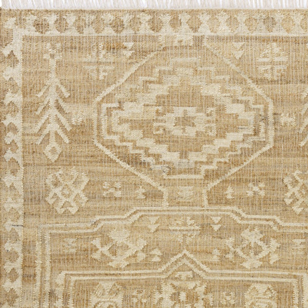 Homeroots 9' X 12' Natural And Ivory Medallion Hand Woven Area Rug  Jute 550050