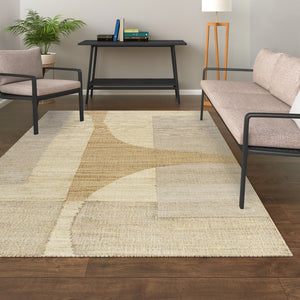 Homeroots 8' Runner Natural And Ivory Abstract Hand Woven Area Rug  Jute 550052