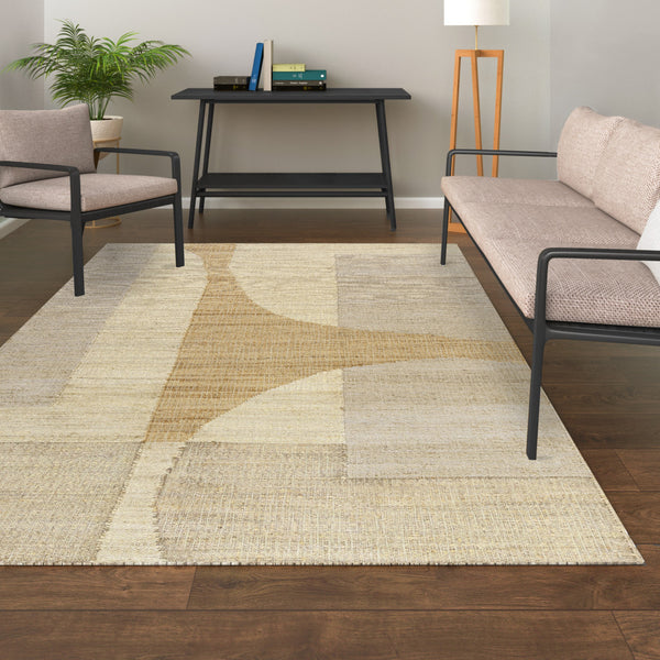 Homeroots 8' Runner Natural And Ivory Abstract Hand Woven Area Rug  Jute 550052