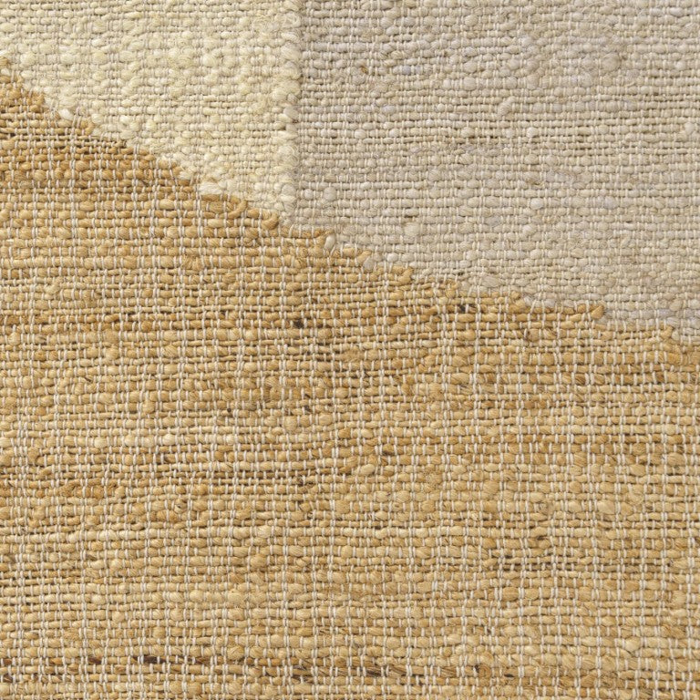 Hand Woven Jute Area Rug with Abstract Natural Ivory Pattern for Living and Dining Rooms