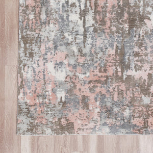 Homeroots 2' X 3' Gray And Pink Abstract Hand Loomed Area Rug  Wool Blend 550055