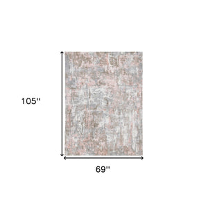 Homeroots 6' X 9' Gray And Pink Abstract Hand Loomed Area Rug  Wool Blend 550056