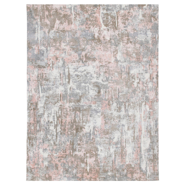 Homeroots 8' X 10' Gray And Pink Abstract Hand Loomed Area Rug  Wool Blend 550057