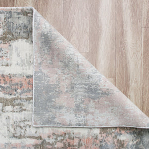 Homeroots 9' X 12' Gray And Pink Abstract Hand Loomed Area Rug  Wool Blend 550058