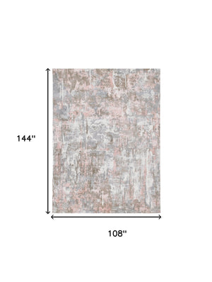 Homeroots 9' X 12' Gray And Pink Abstract Hand Loomed Area Rug  Wool Blend 550058