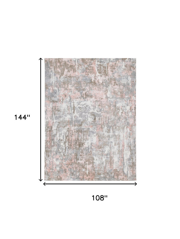 Homeroots 9' X 12' Gray And Pink Abstract Hand Loomed Area Rug  Wool Blend 550058