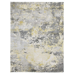 Homeroots 2' X 3' Gray And Yellow Abstract Hand Loomed Area Rug  Wool Blend 550059