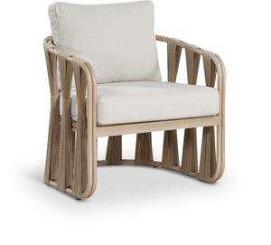 Meridian Furniture San Pietro Art Deco Outdoor Patio Chair Woven Rope Olefin Fabric Durable Aluminum Frame Beige 55005Beige-C