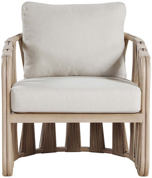Meridian Furniture San Pietro Art Deco Outdoor Patio Chair Woven Rope Olefin Fabric Durable Aluminum Frame Beige 55005Beige-C