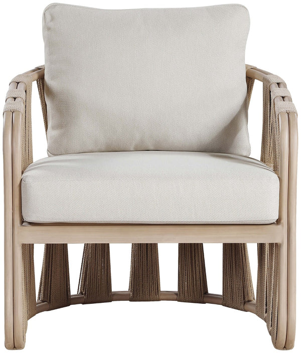 Meridian Furniture San Pietro Art Deco Outdoor Patio Chair Woven Rope Olefin Fabric Durable Aluminum Frame Beige 55005Beige-C