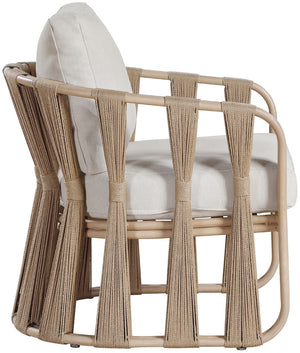 Meridian Furniture San Pietro Art Deco Outdoor Patio Chair Woven Rope Olefin Fabric Durable Aluminum Frame Beige 55005Beige-C