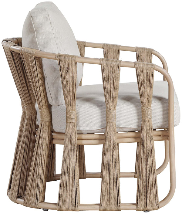 Meridian Furniture San Pietro Art Deco Outdoor Patio Chair Woven Rope Olefin Fabric Durable Aluminum Frame Beige 55005Beige-C