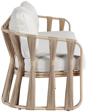 Meridian Furniture San Pietro Art Deco Outdoor Loveseat Woven Rope Aluminum Frame Olefin Fabric Patio Seating Beige 55005Beige-L
