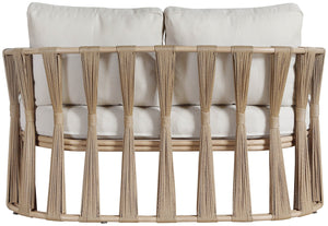 Meridian Furniture San Pietro Art Deco Outdoor Loveseat Woven Rope Aluminum Frame Olefin Fabric Patio Seating Beige 55005Beige-L
