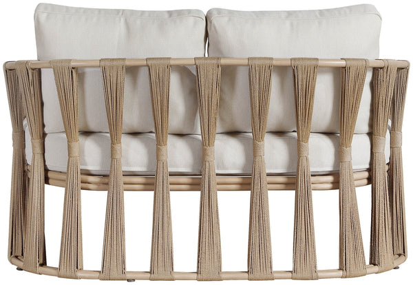 Meridian Furniture San Pietro Art Deco Outdoor Loveseat Woven Rope Aluminum Frame Olefin Fabric Patio Seating Beige 55005Beige-L