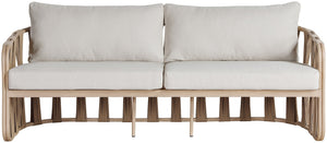 Meridian Furniture San Pietro Outdoor Patio Sofa with Rope Accents Uv Resistant Olefin Art Deco Three Seat Beige 55005Beige-S
