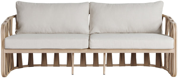 Meridian Furniture San Pietro Outdoor Patio Sofa with Rope Accents Uv Resistant Olefin Art Deco Three Seat Beige 55005Beige-S