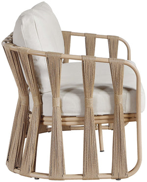 Meridian Furniture San Pietro Outdoor Patio Sofa with Rope Accents Uv Resistant Olefin Art Deco Three Seat Beige 55005Beige-S