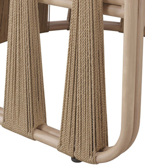 Meridian Furniture San Pietro Outdoor Patio Sofa with Rope Accents Uv Resistant Olefin Art Deco Three Seat Beige 55005Beige-S