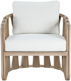 Meridian Furniture San Pietro Art Deco Outdoor Patio Chair Woven Rope Olefin Fabric Durable Aluminum Frame Cream 55005Cream-C