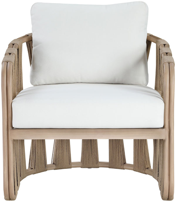 Meridian Furniture San Pietro Art Deco Outdoor Patio Chair Woven Rope Olefin Fabric Durable Aluminum Frame Cream 55005Cream-C