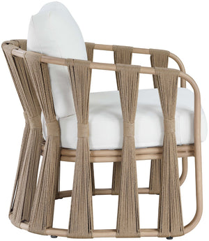 Meridian Furniture San Pietro Art Deco Outdoor Patio Chair Woven Rope Olefin Fabric Durable Aluminum Frame Cream 55005Cream-C