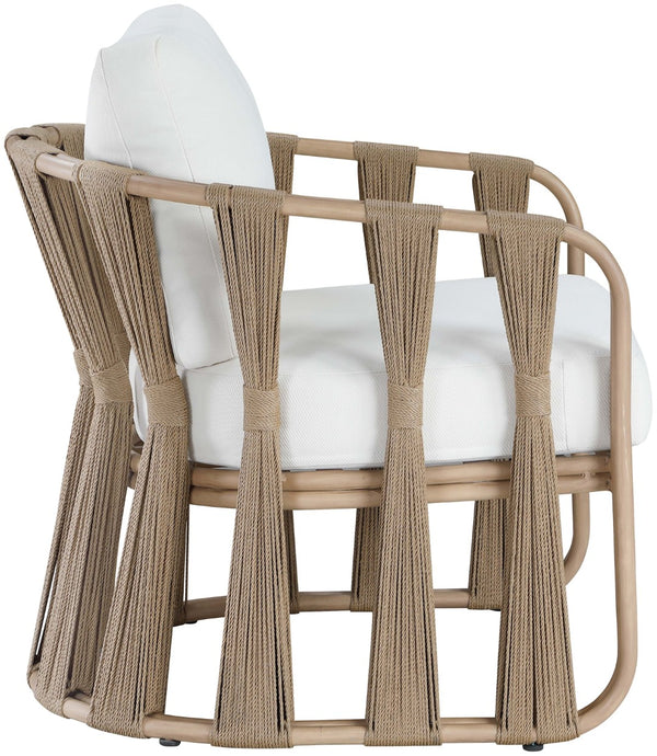 Meridian Furniture San Pietro Art Deco Outdoor Patio Chair Woven Rope Olefin Fabric Durable Aluminum Frame Cream 55005Cream-C