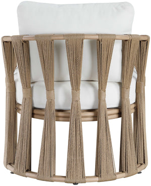 Meridian Furniture San Pietro Art Deco Outdoor Patio Chair Woven Rope Olefin Fabric Durable Aluminum Frame Cream 55005Cream-C