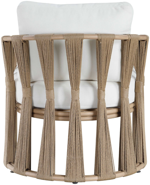 Meridian Furniture San Pietro Art Deco Outdoor Patio Chair Woven Rope Olefin Fabric Durable Aluminum Frame Cream 55005Cream-C