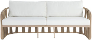 Meridian Furniture San Pietro Outdoor Patio Sofa with Rope Accents Uv Resistant Olefin Art Deco Three Seat Cream 55005Cream-S