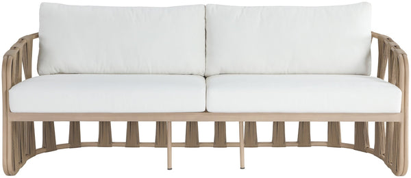 Meridian Furniture San Pietro Outdoor Patio Sofa with Rope Accents Uv Resistant Olefin Art Deco Three Seat Cream 55005Cream-S