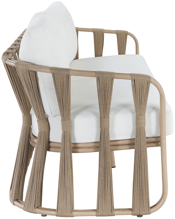 Meridian Furniture San Pietro Outdoor Patio Sofa with Rope Accents Uv Resistant Olefin Art Deco Three Seat Cream 55005Cream-S